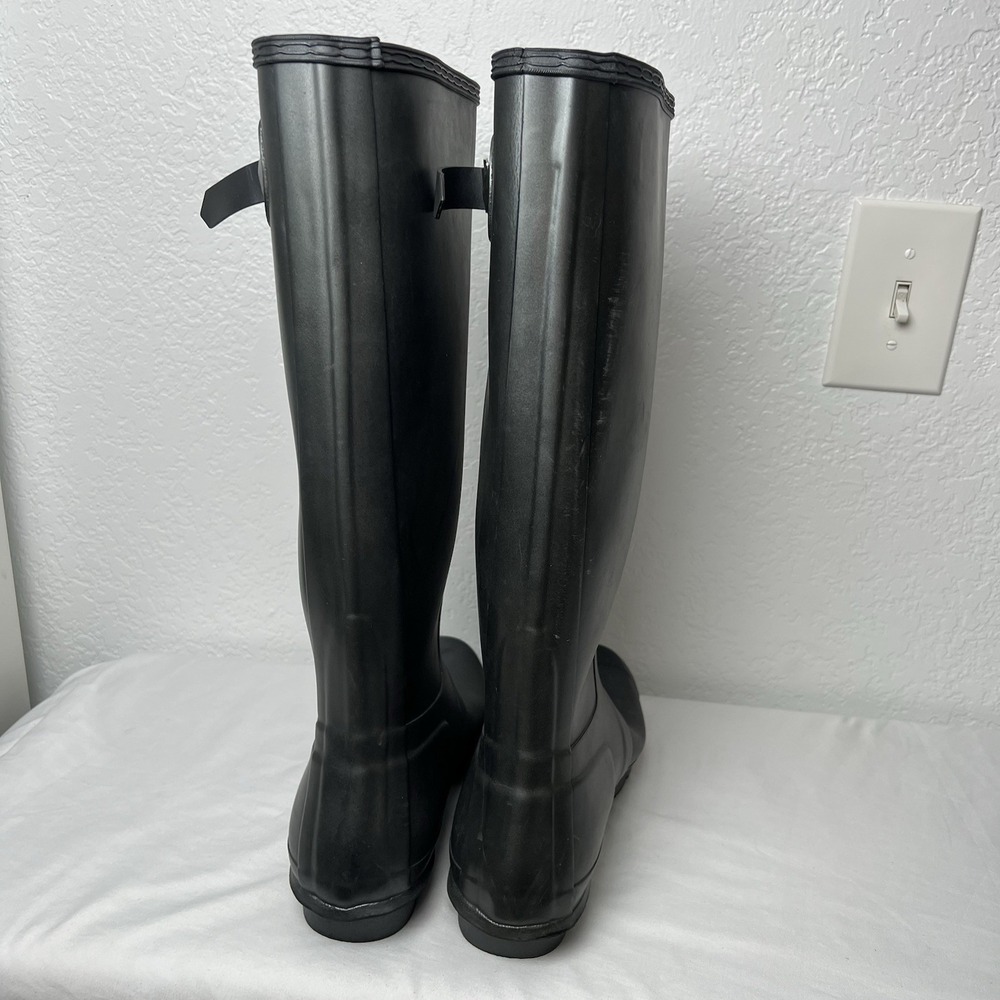 Hunter Original Tall Rain Boots Black Women Size 10 Waterproof Rubber Adjustable - Picture 4 of 6